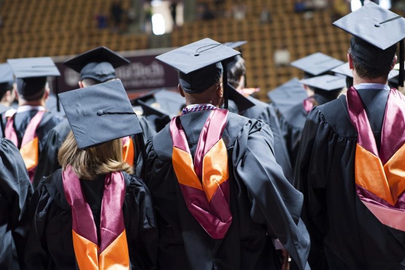 Picture of Virginia Tech students in their caps and gowns