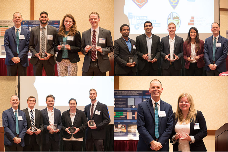 2018 Senior Design awarded teams (from top left): Teams 40, 23, 18, 20 2018 Senior Design awarded teams (from top left): Team 40 (Matthew Boys, Rachel Carie, Kunal Gandhi), Team 23 (Shiv Balodi, Chelsea Galara, Daniel Safewright, Ahmed Salih), Team 18 (Paul Hayes, Dylan Sackadorf, Micah Schumaker, Lauren Schwartz), Team 20 (Team 20: Colleen Ferlotti)
