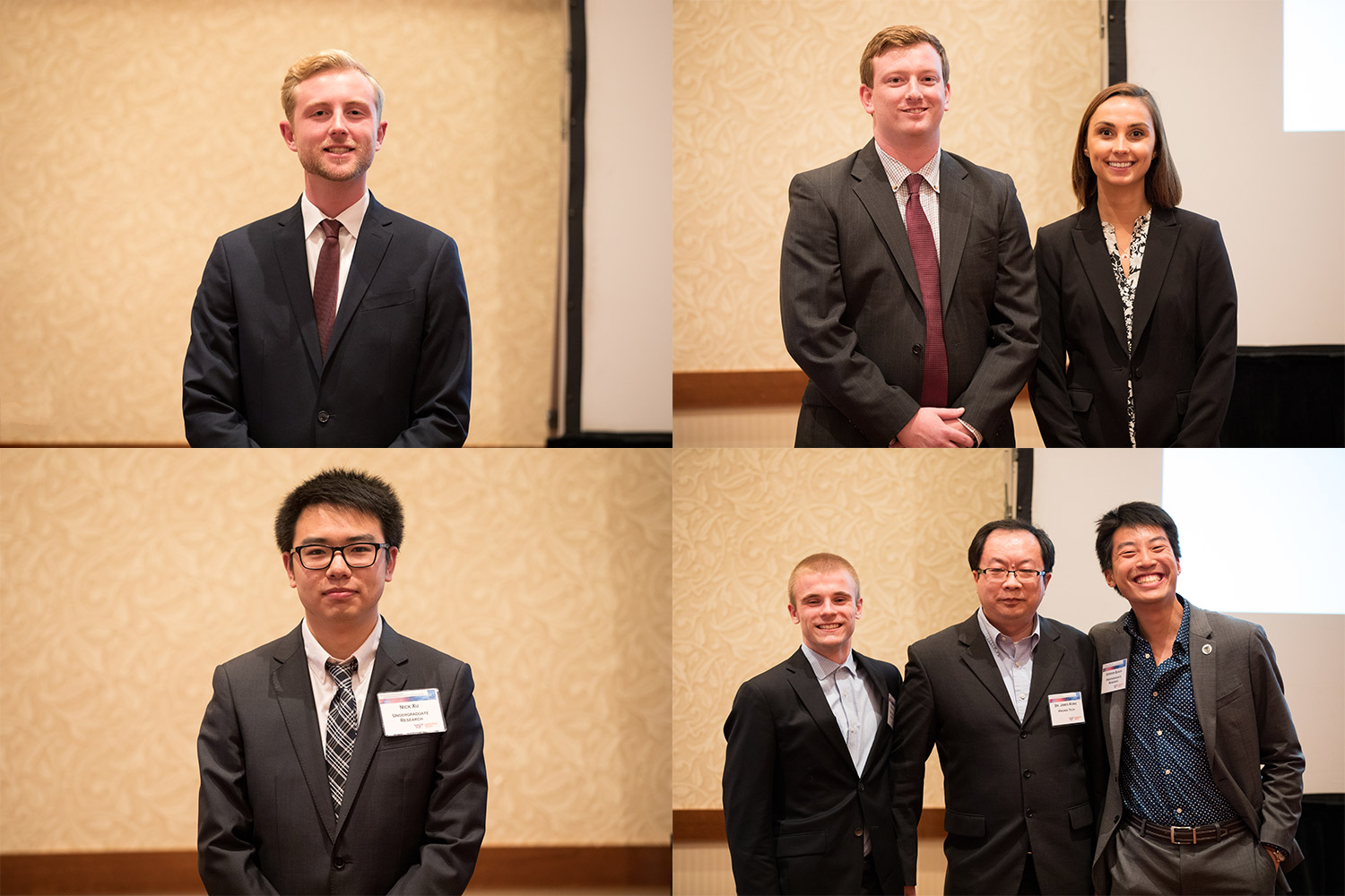 2018 Undergraduate Research Award recipients 2018 Undergraduate Research Award recipients (top row, from left): Andrew Thomas, Elena Karakazoff, David Mcilvain; (bottom row, from left) Nick Xu, Tyler Entner, Dr. James Kong, Gordon Quach