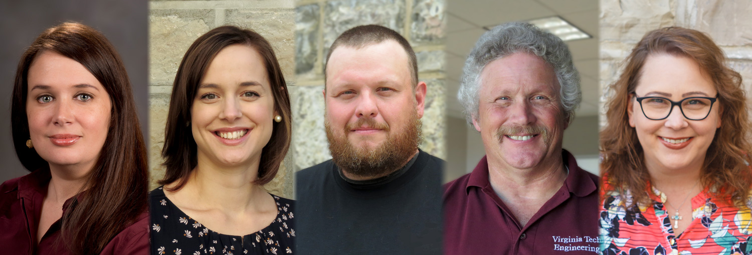 Five new ISE staff members (from left) Linda Hazelwood, Maggie Johnson, Travis Lyons, Mark Montgomery, Kathy Wilkes