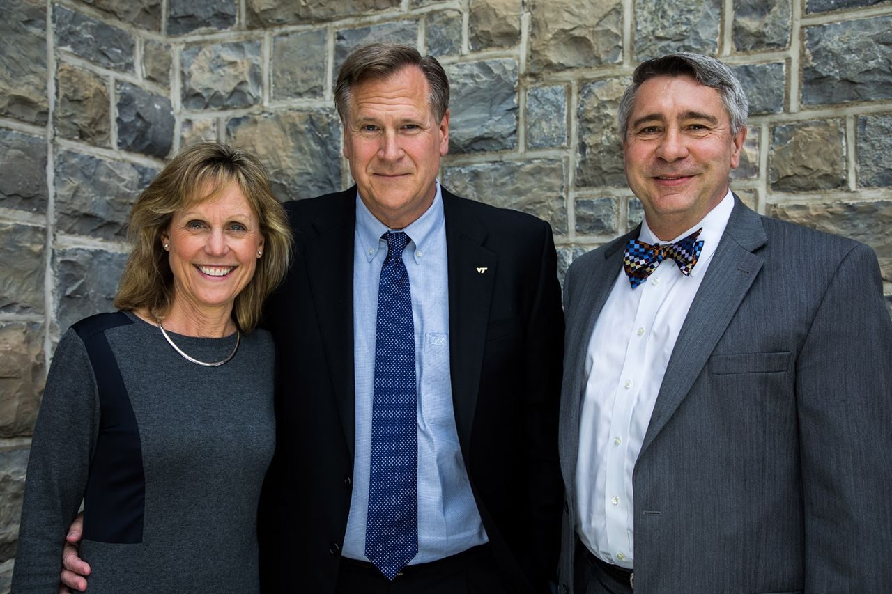 Susan and James Strawbridge (center) and COE interim dean G. Don Taylor.