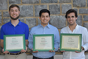 Simio Simulation Competition 1st place winning team. (from left) Michael Mason, Roman Tejada, Alvaro Morales. Simio Simulation Competition 1st place winning team. (from left) Michael Mason, Roman Tejada, Alvaro Morales.