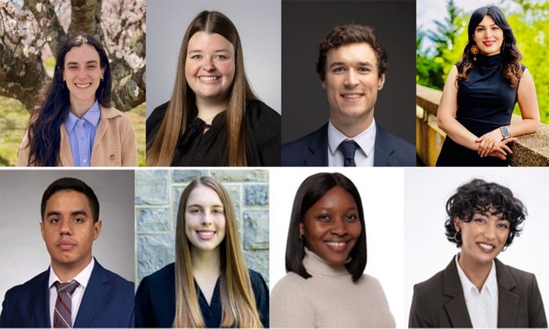 Collage of 8 student winners of a Torgersen Research Award