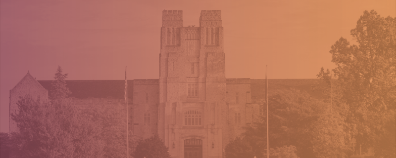 burruss hall with maroon and orange gradient coloring