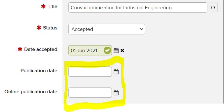 Accepted status and necessary date setting