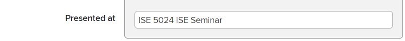"Presented at" field "Presented at" field