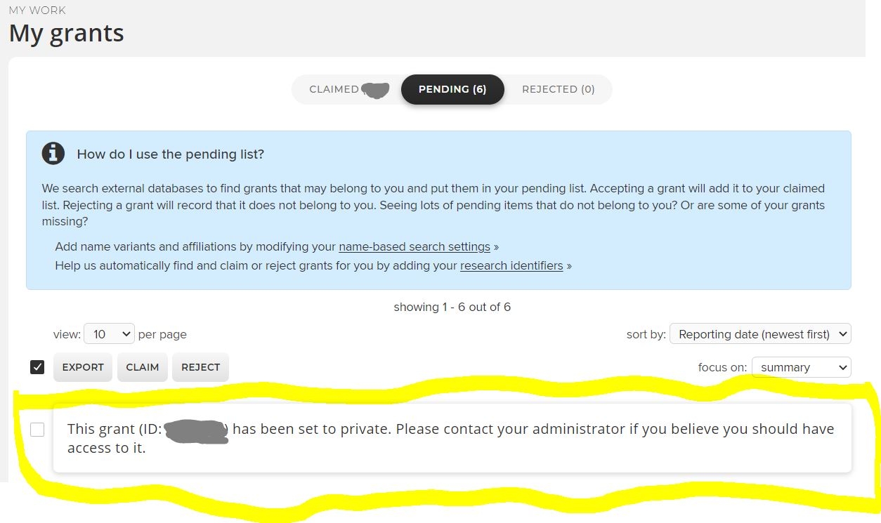 Grant in Pending