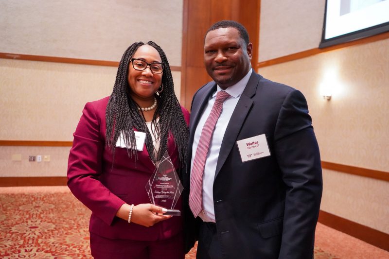 Sharnnia Artis, inducted in 2023 to the ISE Academy of Distinguished Alumni, pictured with Advisory Board president Walter Barnes. 