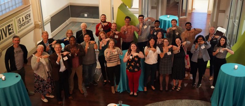 Attendees of the alumni happy hour in Blacksburg